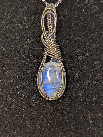 Regenboog Maansteen Ketting Zilver