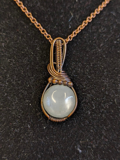 Witte Maansteen Ketting Koper