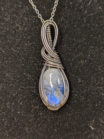 Regenboog Maansteen Ketting Zilver