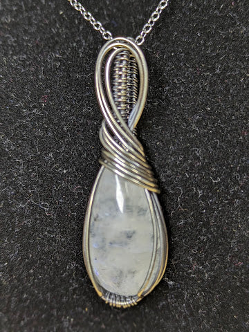 Regenboog Maansteen Ketting Zilver