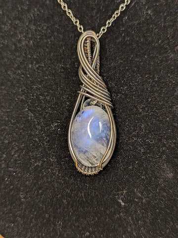 Regenboog Maansteen Ketting Zilver