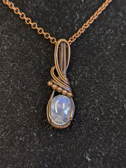 Regenboog Maansteen Ketting Koper