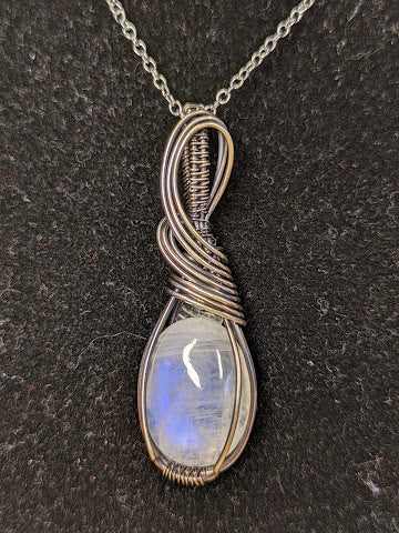 Regenboog Maansteen Ketting Zilver