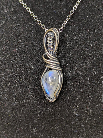 Regenboog Maansteen Ketting Zilver